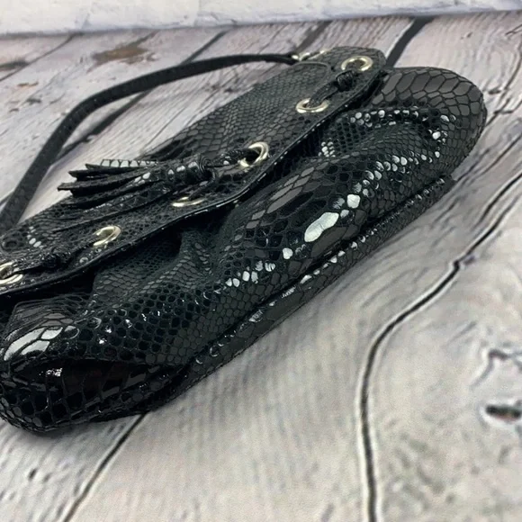 NINE WEST Black Snake Print Clutch/Wristlet Bag - Picture 12 of 17